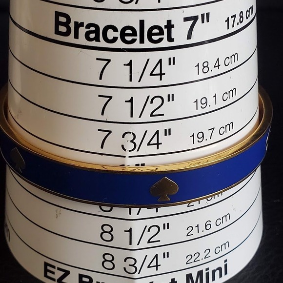 Kate Spade Spot the Spade Bangle Navy Blue Enamel with Gold Plate Spades Signed - Picture 5 of 6